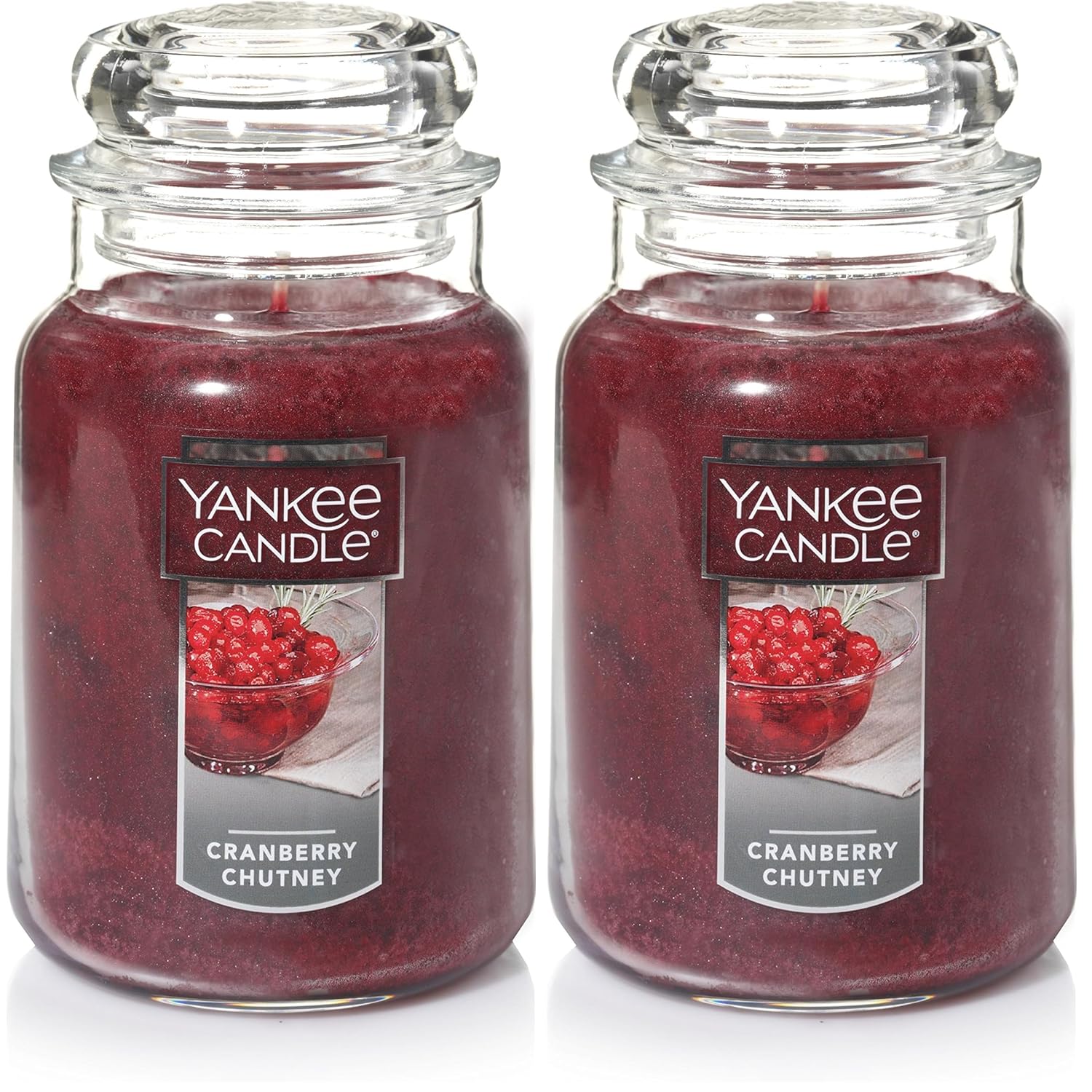 Yankee Candle Cranberry Chutney Scented, Classic 22oz Large Jar Single Wick Candle, Over 110 Hours of Burn Time (Pack of 2)