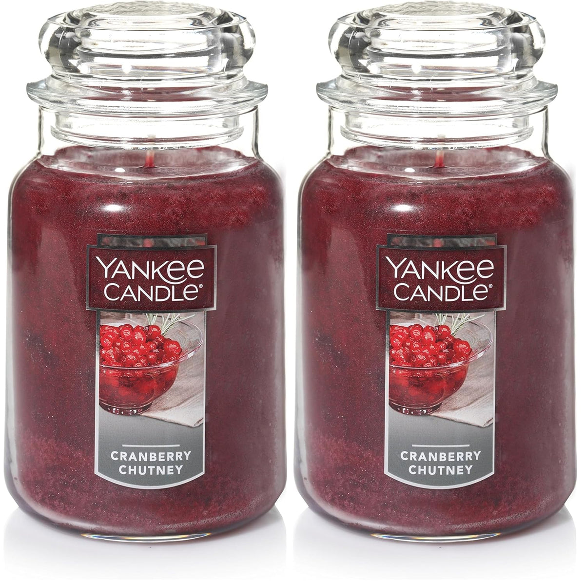 Yankee Candle Cranberry Chutney Scented, Classic 22oz Large Jar Single Wick Candle, Over 110 Hours of Burn Time (Pack of 2)