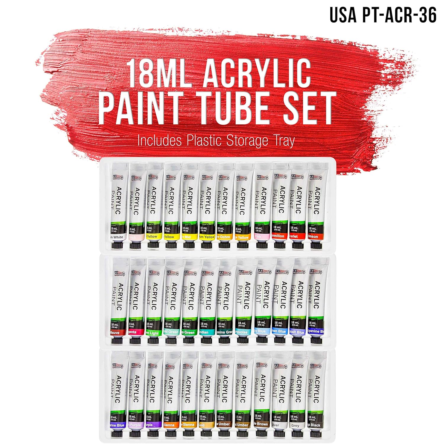 36 Color Professional Acrylic Paint Set In 12Ml Tubes - Art Painting Supplies For Adults, Artists, Students, Beginners - Canvas Portrait Paintings
