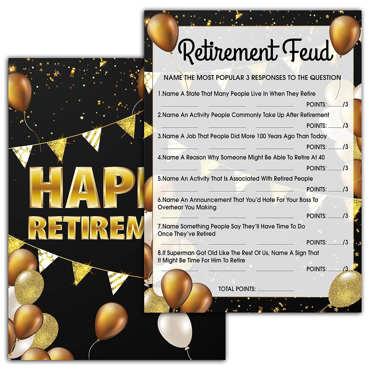 Retirement Party Games - Retirement Feud Party Game For Adults - 30 Game Cards – Retirement Party Favors Supplies Decorations (03)