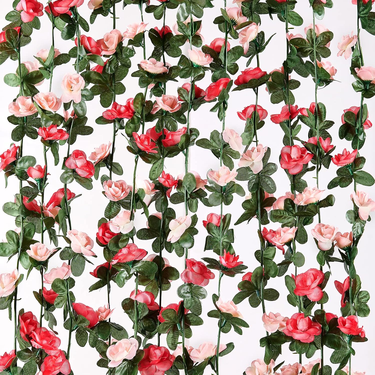 Flower Garland Rose Vines, 2 Strands 16.5Ft Flower Vines For Bedroom, Rose Floral Garland Decorations For Room Table Birthday Wedding Party Garden Wall Decor