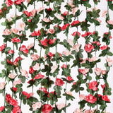 Flower Garland Rose Vines, 2 Strands 16.5Ft Flower Vines For Bedroom, Rose Floral Garland Decorations For Room Table Birthday Wedding Party Garden Wall Decor