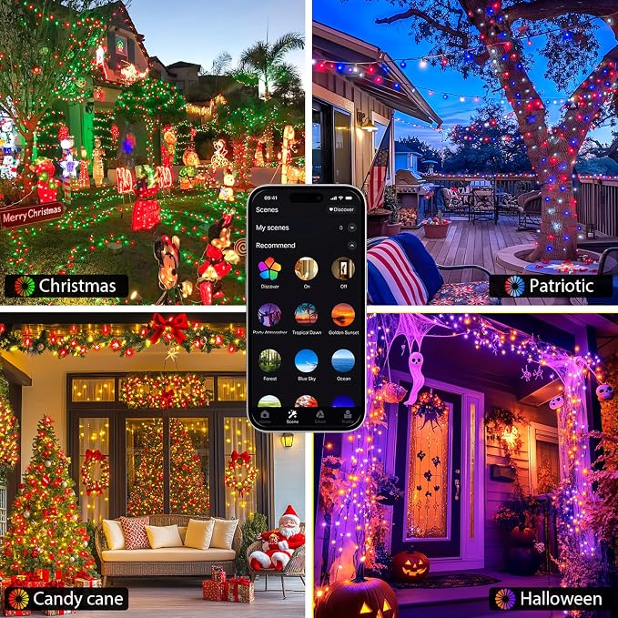 500 LED Smart Color Changing Halloween Lights RGB String Lights App Controlled Holiday Decor