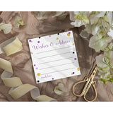 Purple And Gold Advice Cards (25 Pack) Fun Bridal Shower Activity - Best Wishes For New Parents - Unique Advice Alternative For Graduations, Birthdays & Time Capsules - 4X4 Cards