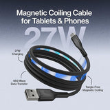 USB A to USB C Magnetic Fast Charging Cable 27W 3FT for Phone & Tablet