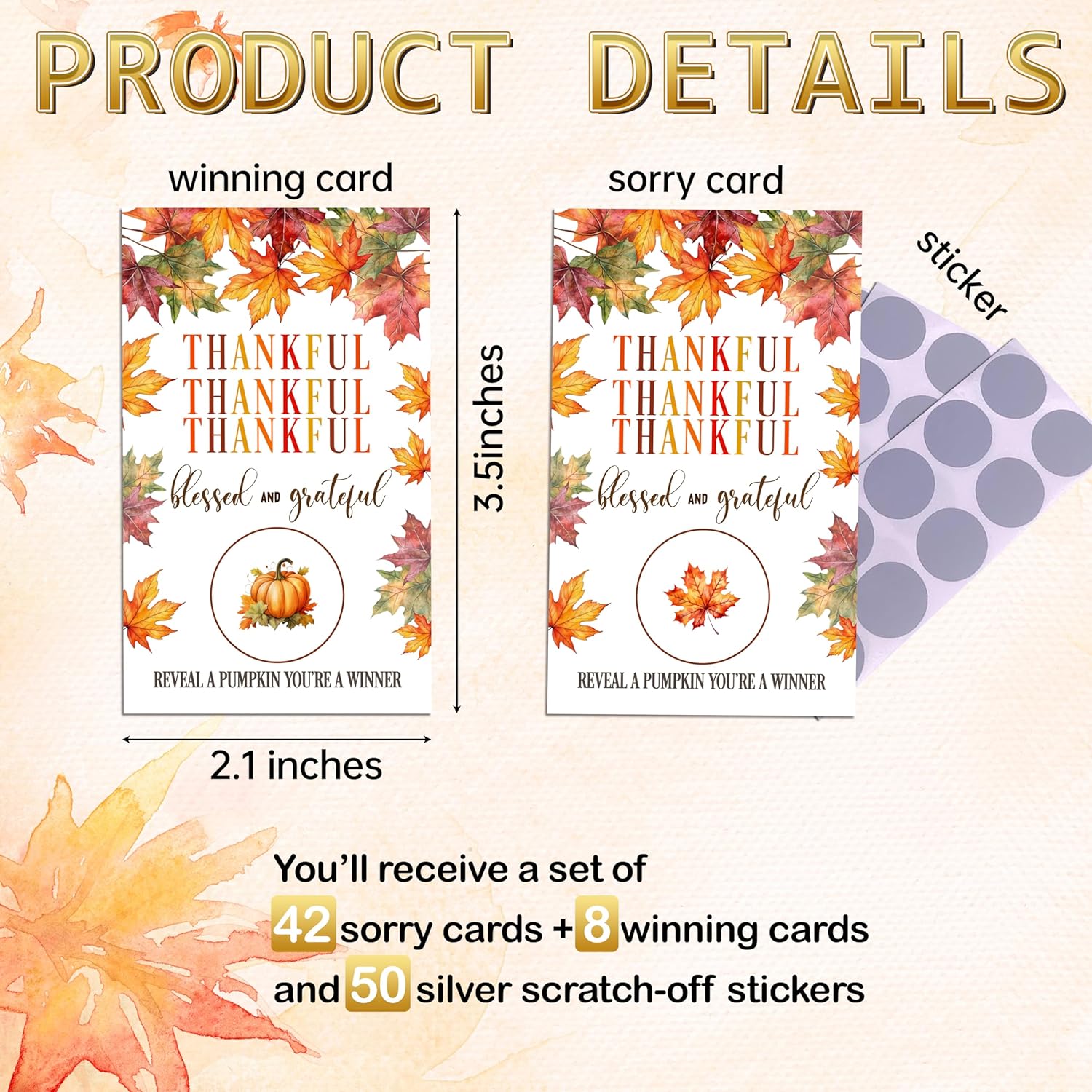 Thanksgiving Scratch Off Game Cards, Reveal A Pumpkin You'Re A Winner - Fall Scratch Off Cards, Thanksgiving Harvest Party Game For Adults Family, 50Pcs Fun Dinner Party Gifts Supplies Decor -A01