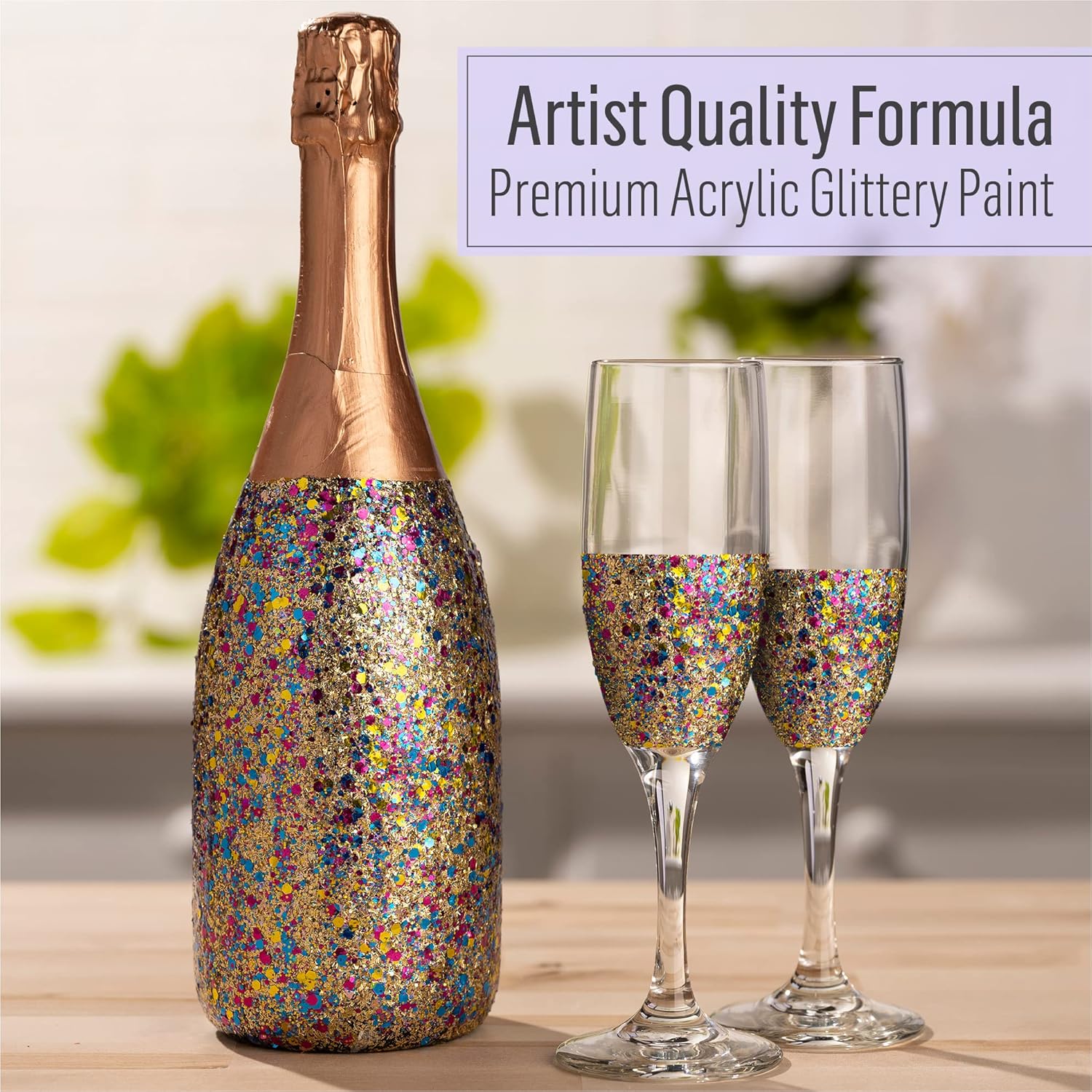 FolkArt Glitterific Pop Acrylic Craft Paint, Galaxy 2 fl oz Premium Glitter Finish Paint, Perfect for Easy to Apply DIY Arts and Crafts, 12002