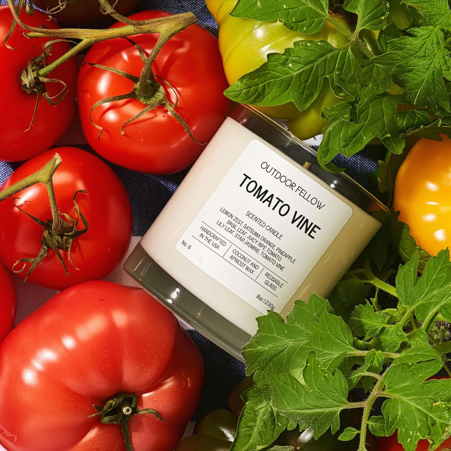 Tomato Vine Scented Candle – 8Oz Coconut Wax Blend – Strong Scent Throw – Inspired By Backyard Tomato Plants – Luxury Tomato Leaf Candle In Reusable Glass Jar
