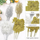60 Pcs Christmas Glitter Artificial Pine & Cedar Branches - Sparkly Stems Picks For Christmas Tree,Garland,Wreath,Holiday Party & Winter Home Decor