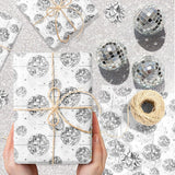 100Sheets Disco Theme Silver Ball Pattern Tissue Paper Disco Ball Wrapping Paper Diy Crafts Decorative Supplies For Birthday Wedding Baby Shower Party Decorations,13.8 * 19.7Inches