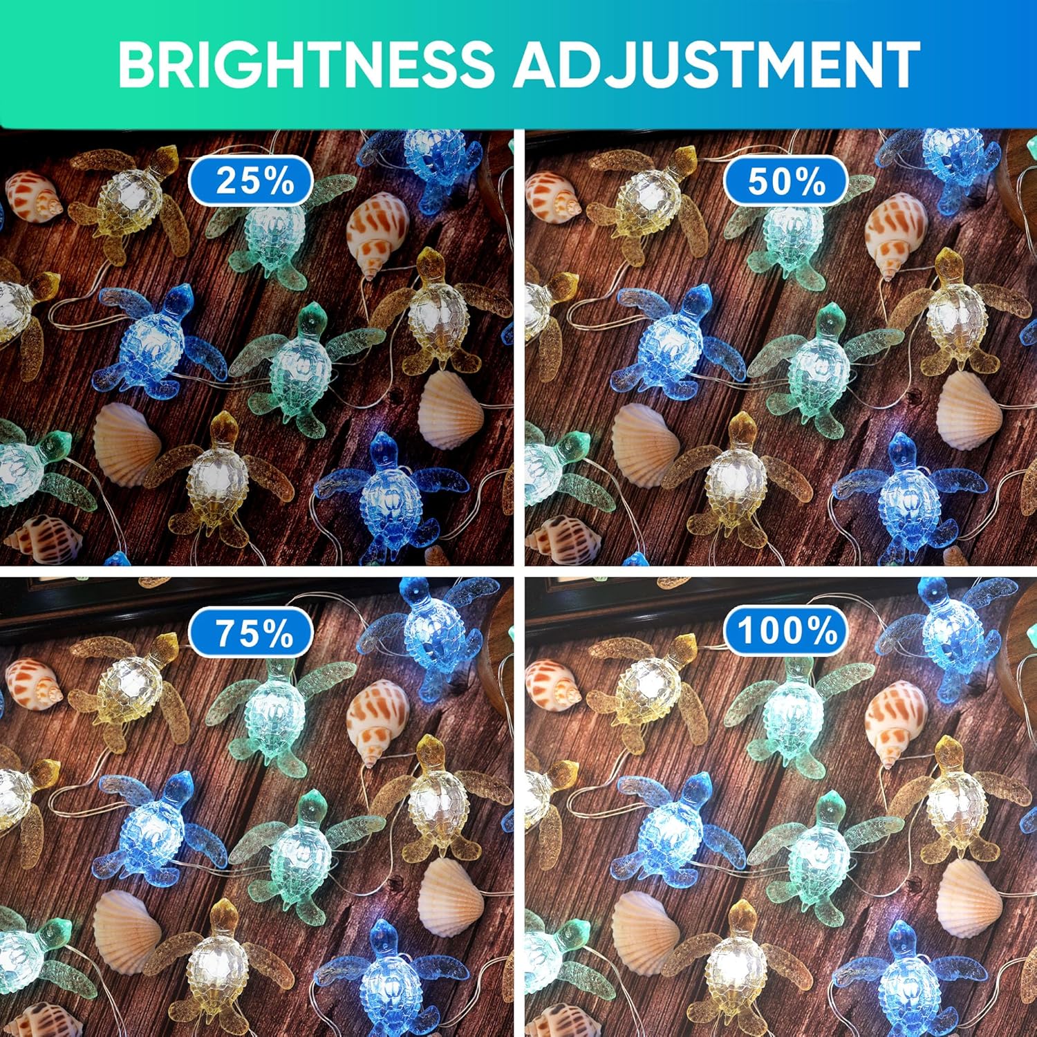 Turtle Decor String Lights, Beach Theme Decorations Lights For Christmas Decorations, Remote 10 Ft 30 Leds With Battery