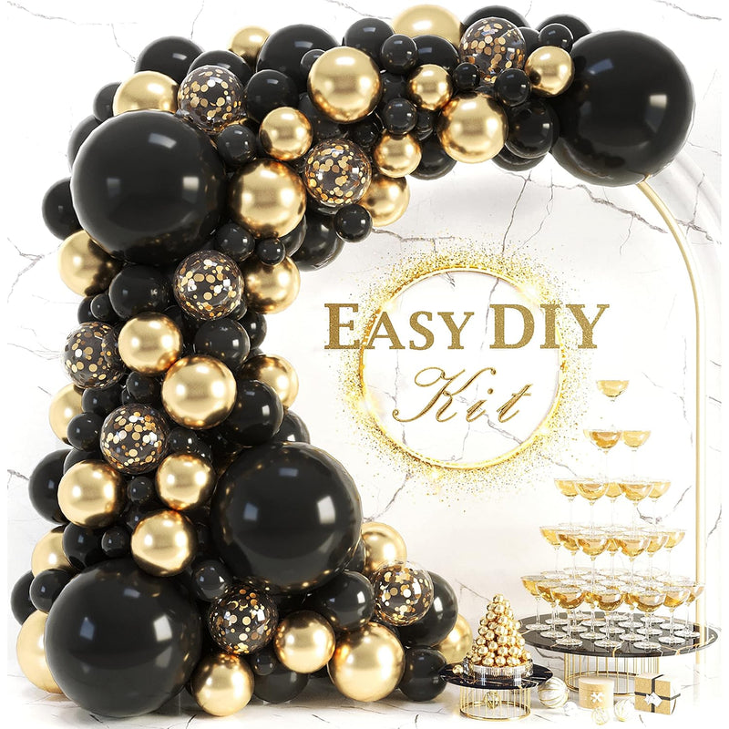 120Pcs – Black And Gold Balloon Garland Kit & Arch – Black Gold Balloo