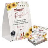 Bbq Diaper Raffle For Baby Shower, Pack Of One 5X7 Sign And 50 Diaper Raffle Tickets, Backyard Baby Shower Decoration, Gender Neutral Party Supplies - Nb04