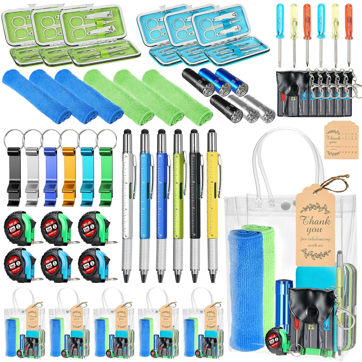 6 Set Baby Shower Prizes For Men, Bottle Opener Keychain, Multi-Tool Pen, Measuring Tape, Nail Clipper Set, Baby Shower Game Prizes For Winner Bachelor Party