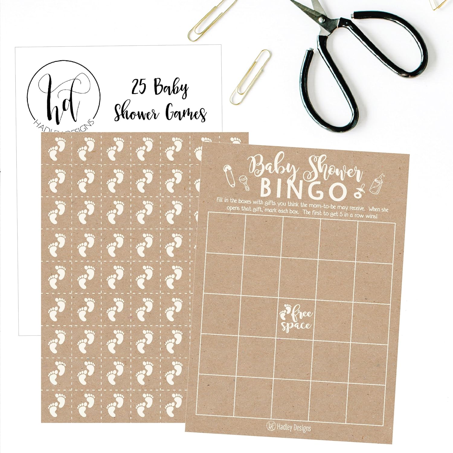 Baby Shower Games For 25 Guests - Kraft Baby Shower Bingo Game, Boy Girl Gender Neutral, Rustic Bingo Cards Gender Reveal Games, Made In Usa