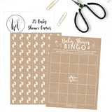 Baby Shower Games For 25 Guests - Kraft Baby Shower Bingo Game, Boy Girl Gender Neutral, Rustic Bingo Cards Gender Reveal Games, Made In Usa