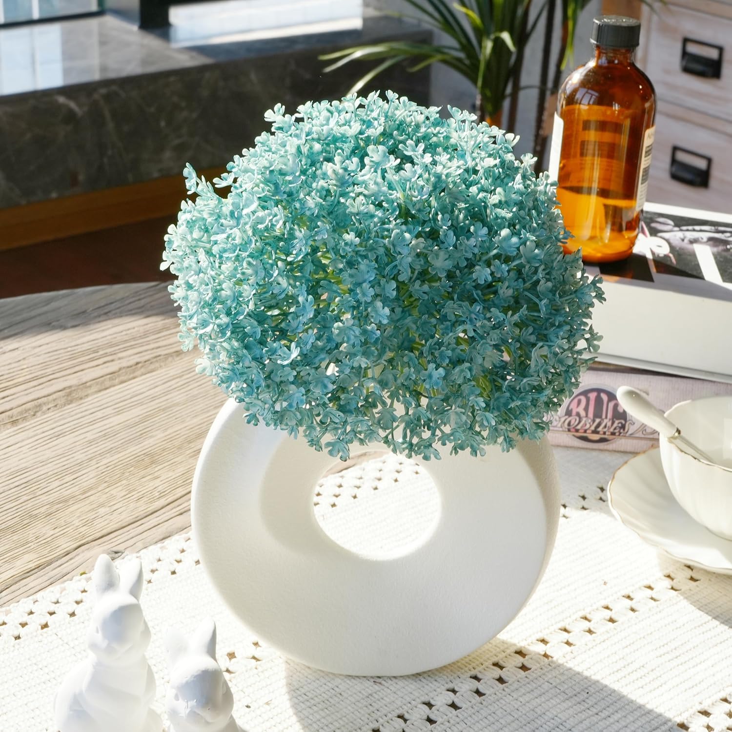 Babys Breaths Artificial Flower Bouquets, 12 Pcs Small Fake Babys Breath Faux Snowflakes Gypsophila Flowers For Christmas Tree, Home Office Party Decor, Bridal Wedding Bouquet, Table Centerpieces