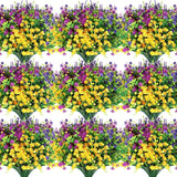 48 Bundles Artificial Faux Flowers Plastic Flower Plants Faux Outdoor Flowers Boxwood Plastic Shrubs Plants For Patio Porch Garden Home Farmhouse Vase Pots Hanging Planters (Classic)