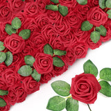250 Pcs Artificial Roses Flowers Bulk Fake Rose With Stem Faux Bridal Flower Centerpiece For Wedding Valentine'S Day Christmas Tree Decorations Bridal Shower Party Diy Bouquet(Burgundy)