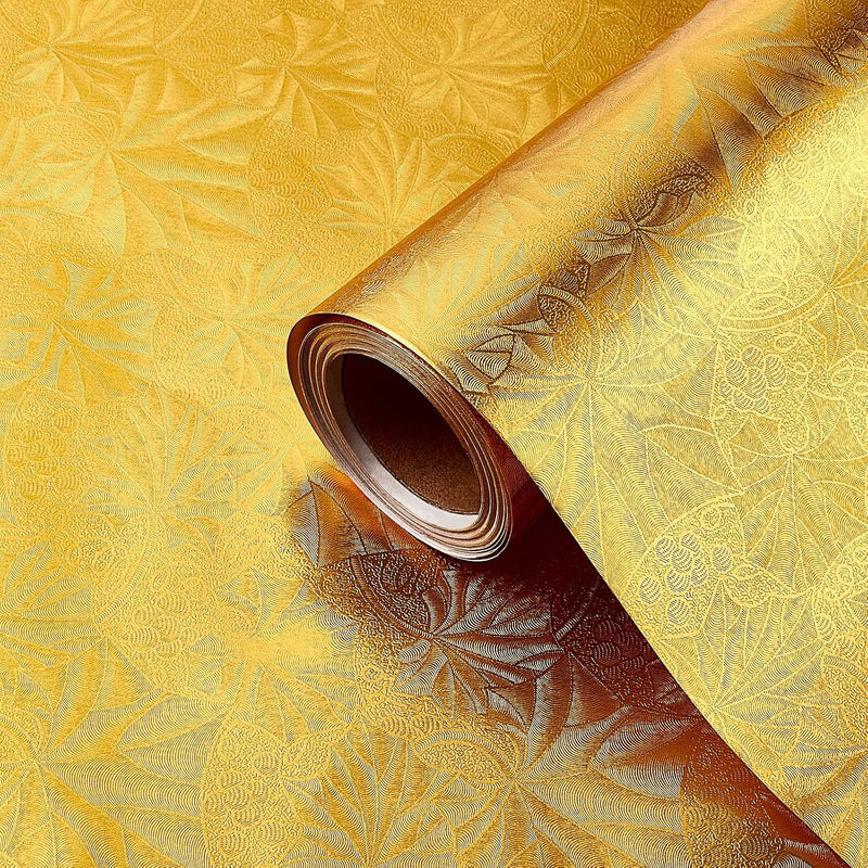 Embossed Floral Foil Paper Metallic Gold Wrapping Paper Colored Foil Sheets Fo