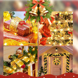 2 Pack Gold Christmas Tree Decorations Christmas Wire Ribbon, Christmas Ribbon Bows String Lights Gold For Party Wedding