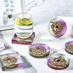 8Pcs Resin Coaster Molds Set, Include 4 Square And 4 Round Thick Silicone Molds For Epoxy Resin Casting Diy Coaster, Cups Mats, Home Decoration