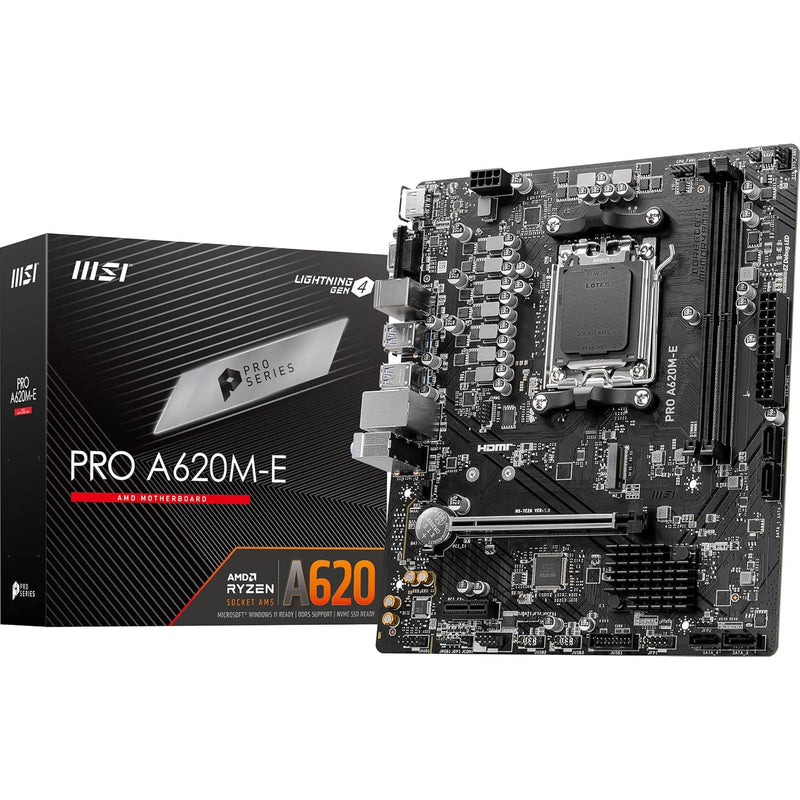 MSI PRO A620M-E ProSeries Motherboard (AMD AM5, DDR5, PCIe 4.0, SATA 6Gb/s, M.