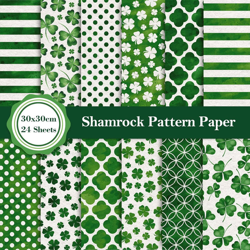 12 Designs St. Patrick'S Day Pattern Paper Pack 24 Sheet Green Shamroc