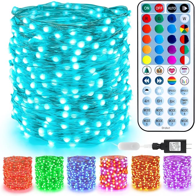200 LED Color Changing Fairy Lights with Remote Control Waterproof Copper Wire Lights for Halloween and Christmas