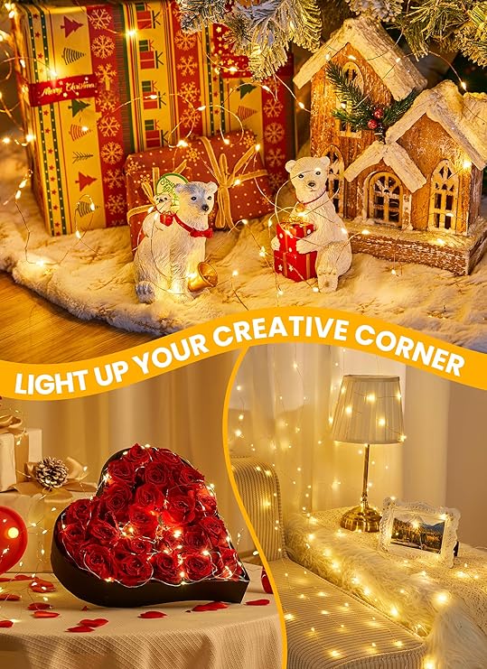 66FT Plug In Fairy Lights 200 LED Warm White String Lights with Remote Timer 8 Modes Waterproof for Bedroom Garden Party Decor