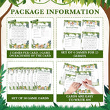 Safari Animals Baby Shower Games Card Set, Includes Baby Word Scramble, Baby Trivia, Baby Predictions And Advice, Baby Shower Bingo, Baby Shower Gender Reveal Party Decoration Favors, Set Of 50 -01