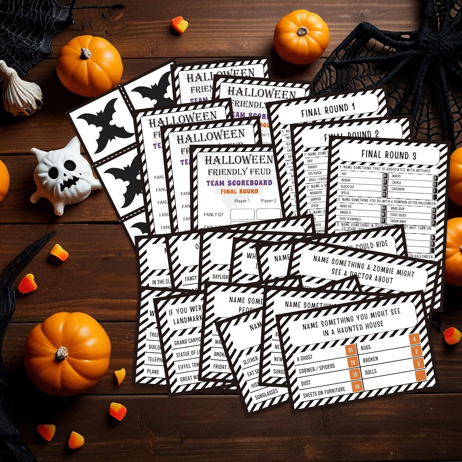 Halloween Friendly Feud Card Game, Halloween Party Game For Family Activity, Halloween Games For Adults, Feud Quiz, Halloween Quiz(Wsfeud01)