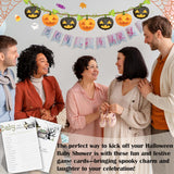Halloween Baby Shower Games, 25 Pcs Baby Word Scramble Cards For Guests, Witch Hat Gender Reveal Decorations For Party Favors - B07