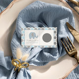 Baby Shower Games Elephant - 28 Cards - Fun Scratch Off Game Guest Activities To Reveal Prizes, Safari Favors Ideas Prince Theme Blue And Grey