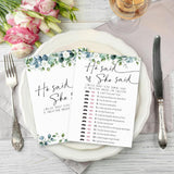 Bridal Shower Games - Would She Rather - 50 Pcs Eucalyptus Leaves Game Cards - Funny Wedding Party Games For Bride & Groom - Activities For Bachelorette Party - A04