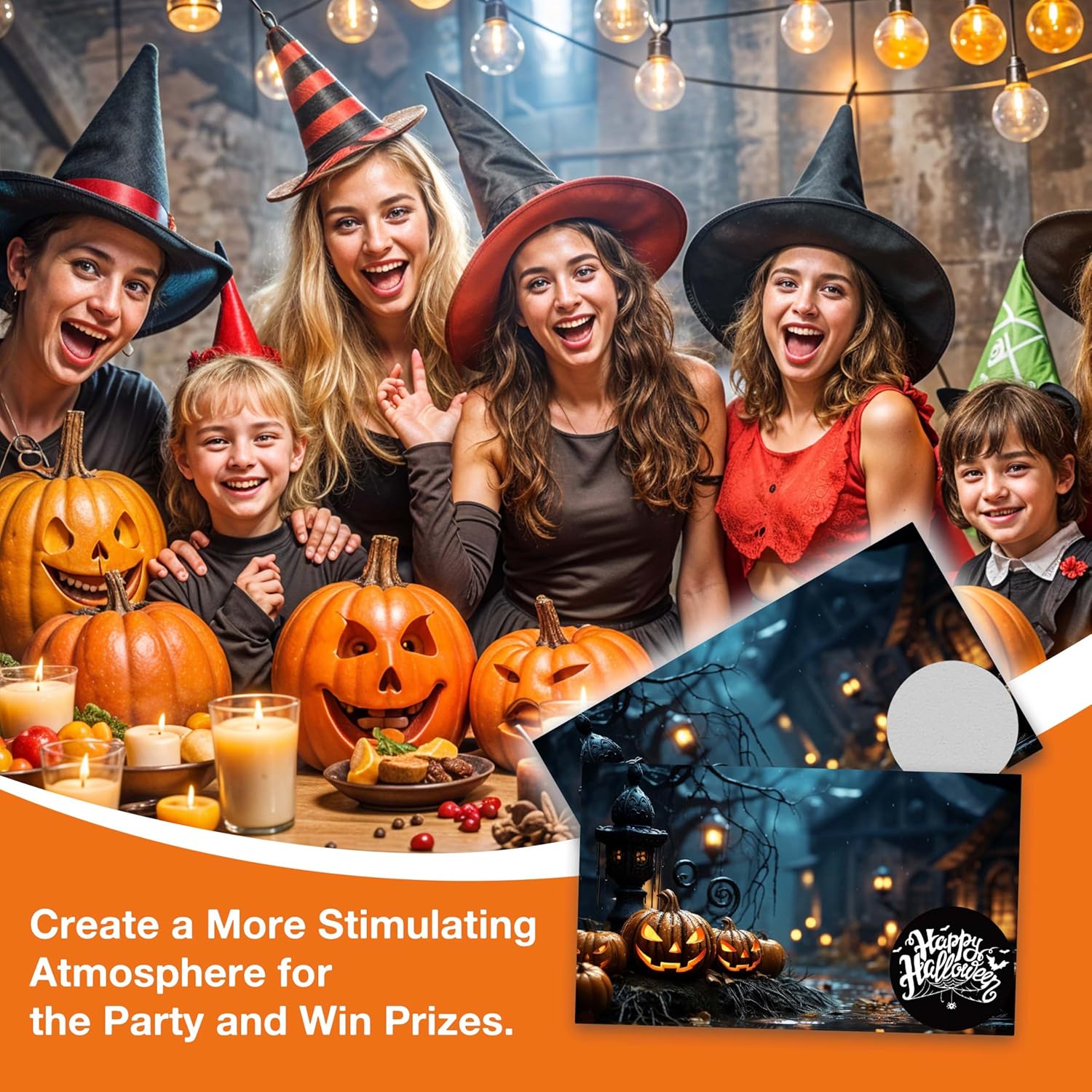 Halloween Scratch Off Cards (50 Pack), Halloween Scratcher Tickets, Spooky Party Game For Wedding Baby Shower Birthday Supplies Decorations - A02