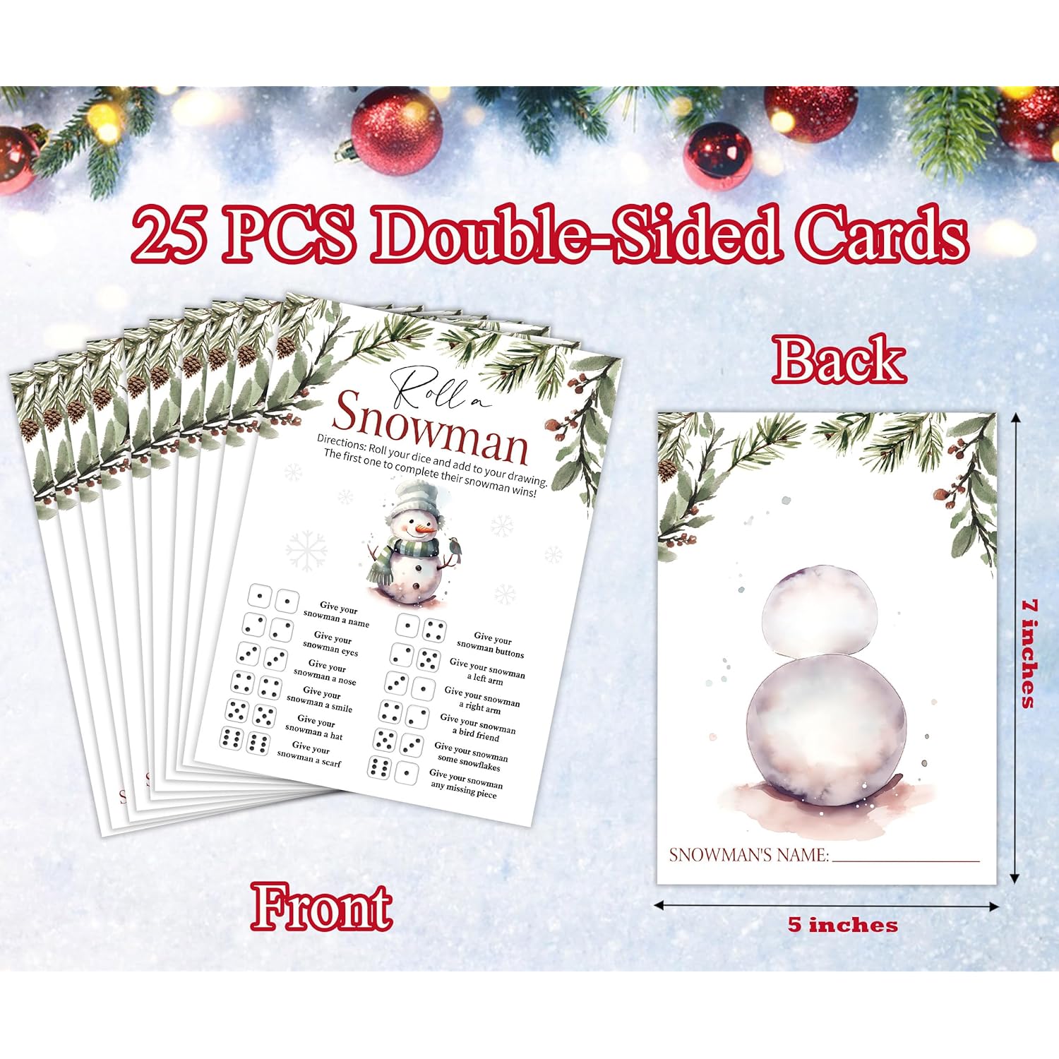 Christmas Games For Families, 25 Players Roll A Snowman Dice Game, Christmas Crafts, Draw A Snowman, Christmas Party Activity, Winter Holiday Supplies, Ice Breaker Winter Holiday Activities,04