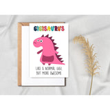 Gigi Dinosaur Card - Dinosaur Birthday Card - Modern, Green, Cartoon Pattern - 5 X 7 Inches