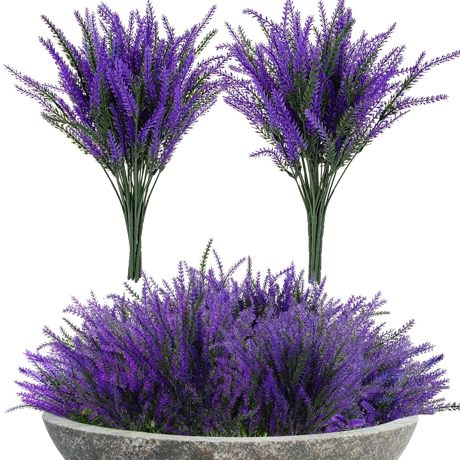 Artificial Lavender Flowers - 9 Pcs Faux Lavender Plant Artificial Fake Plastic Purple Flowers For Home Room Window Wedding Garden Table Centerpieces Vase Outdoors Indoor Decor