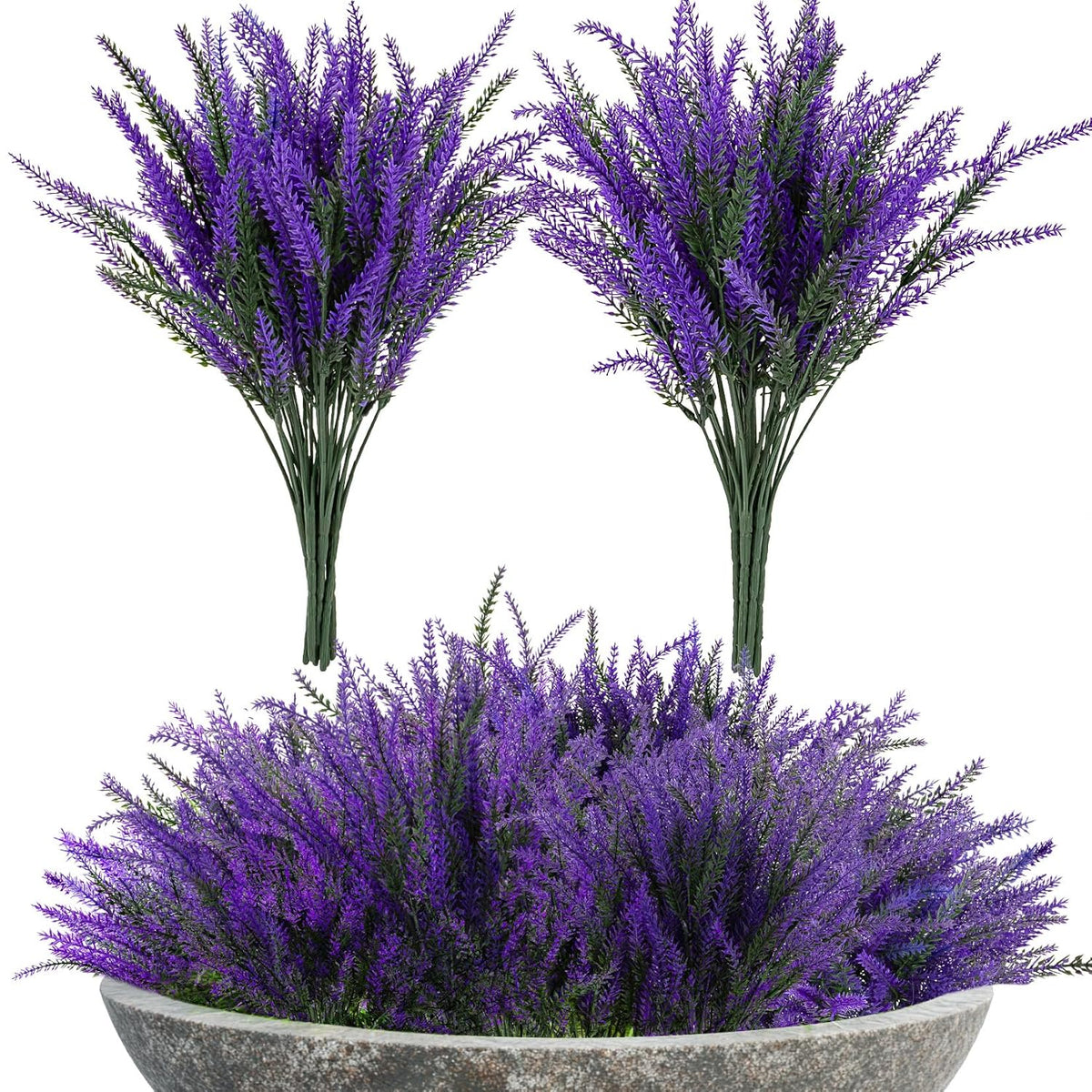 Artificial Lavender Flowers - 9 Pcs Faux Lavender Plant Artificial Fake Plastic Purple Flowers For Home Room Window Wedding Garden Table Centerpieces Vase Outdoors Indoor Decor