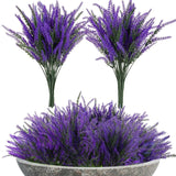 Artificial Lavender Flowers - 9 Pcs Faux Lavender Plant Artificial Fake Plastic Purple Flowers For Home Room Window Wedding Garden Table Centerpieces Vase Outdoors Indoor Decor