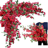 Pack Of 24 - Silk Bougainvillea Branches Artificial Flowers Stem Faux Bougainvillea Floral Hanging Vines For Home Wedding Centerpieces Table Vase Storefront Event Decor (Deep Pink - Pack Of 24)