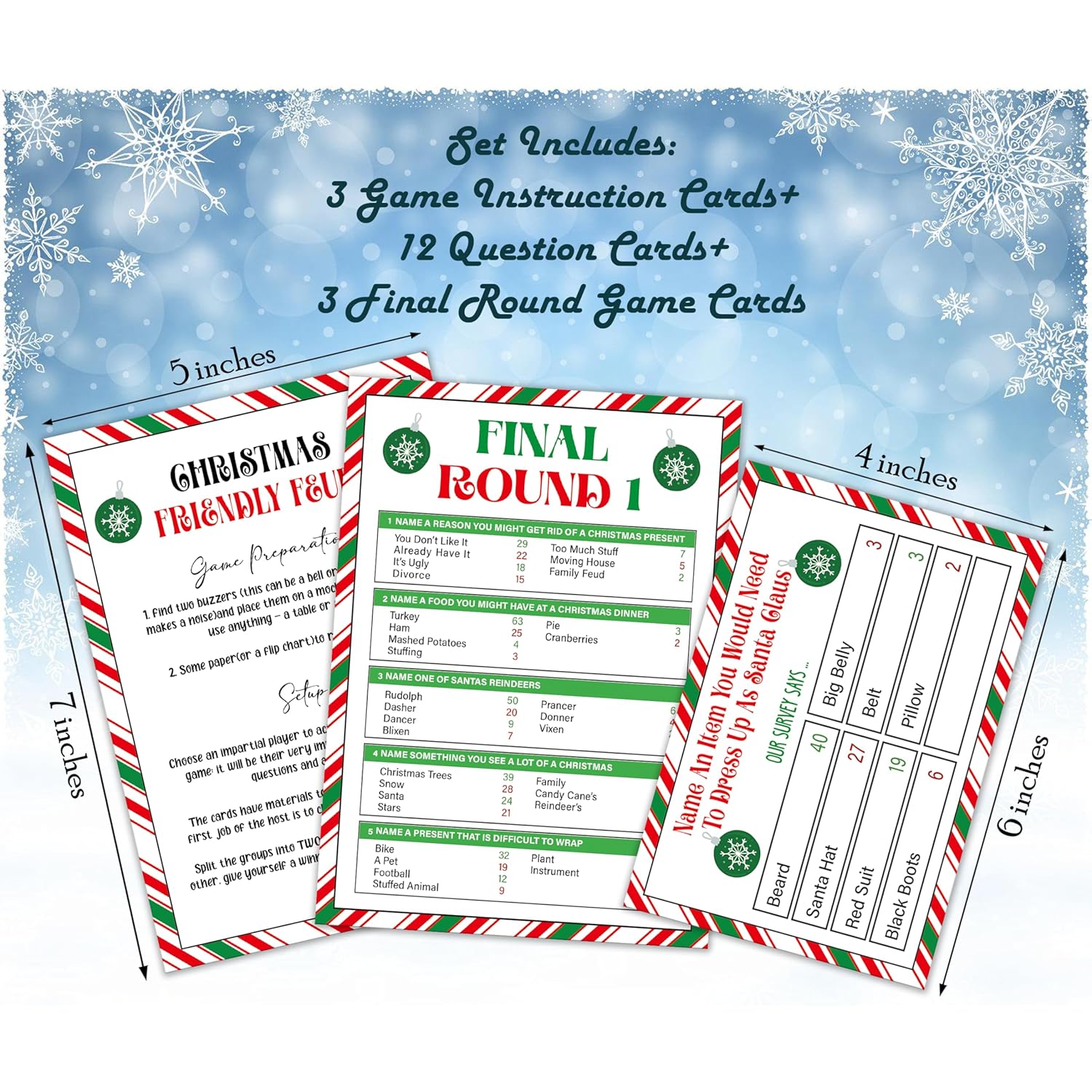 Christmas Feud Games, Friendly Feud Games, Family Activity, Family Games For Game Night, Baby Shower Game, Party Supplies For Adults, Xmas Holiday Party Game And Activity Decorations (F002)