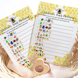 Mama Bee Baby Shower Games - Gender Neutral - 25 Cards - Fun Guessing Activities For Guests - Bumblebee Yellow And Black Theme, 5X7 Pack