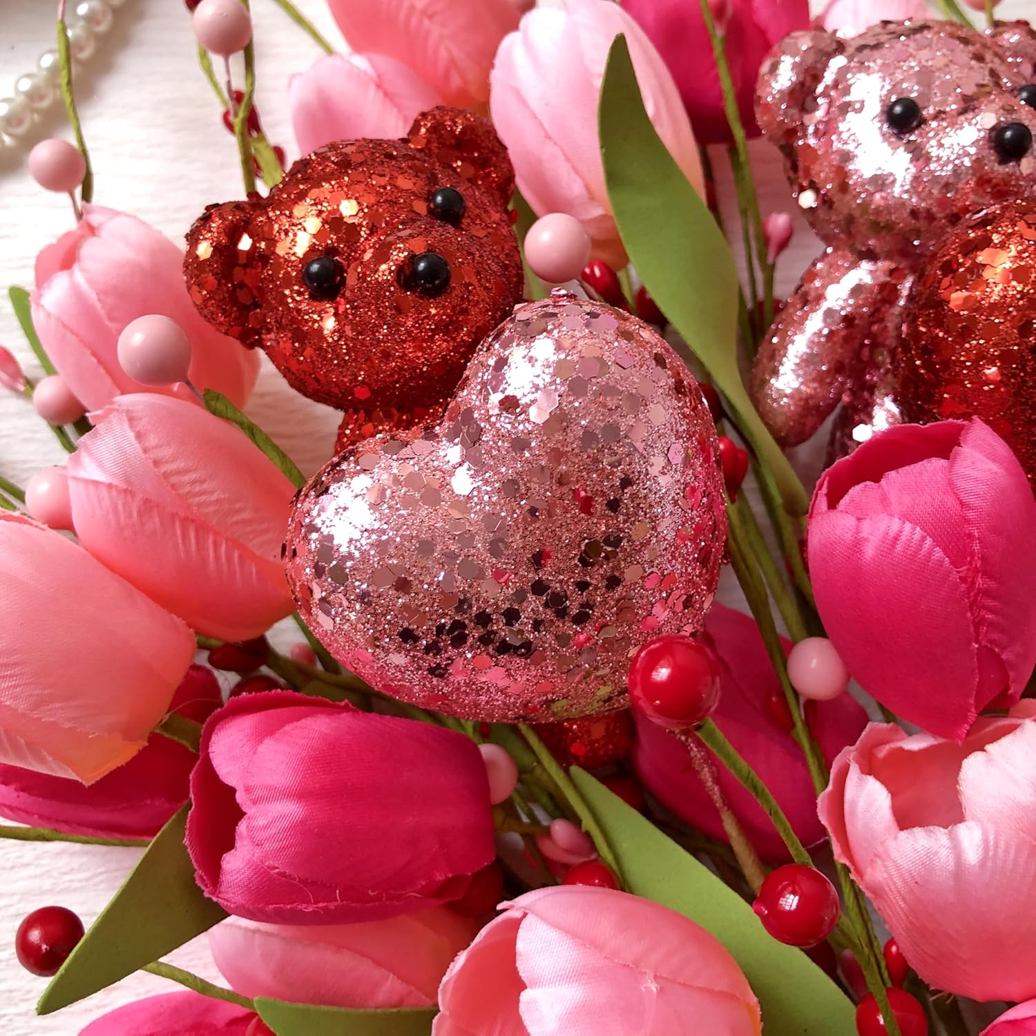 Valentine'S Day Decorations Valentines Day Flowers 10 Pack Artificial Floral Picks With Pink Red Bear And Heart Tulip For Valentine Mothers Day Anniversary Candlelight Dinner Party Decor