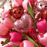 Valentine'S Day Decorations Valentines Day Flowers 10 Pack Artificial Floral Picks With Pink Red Bear And Heart Tulip For Valentine Mothers Day Anniversary Candlelight Dinner Party Decor