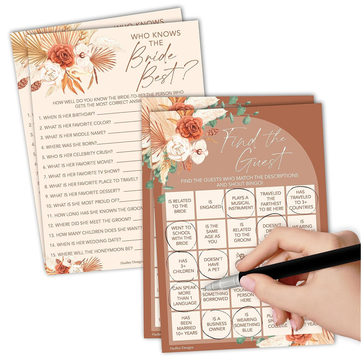 20 Boho Hilarious Bridal Shower Games For 20 Guests - Couples Wedding Shower Games, Games For Bridal Shower Bingo Game, Who Knows The Bride Best Bridal Shower Game...