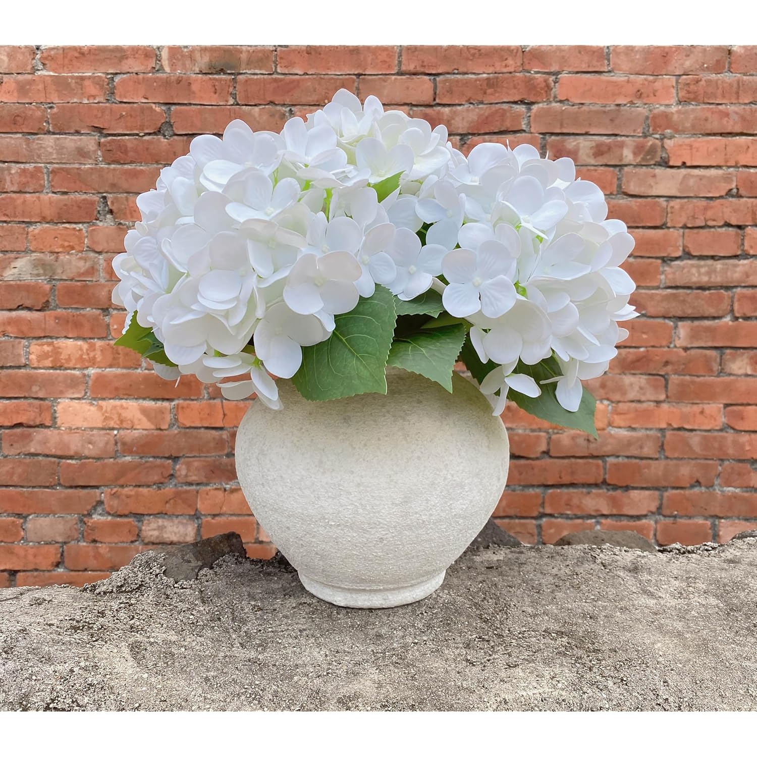4Pcs 23 Inch Hydrangea Artificial Flowers?Large White Real Touch Hydrangeas?Fake Soft Hydrangeas With Leaves Stems - White