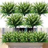 Artificial Flowers For Outdoor Plants 24 Bundles Fake Lavender Plastic Faux Monkey Grass For Verandah Window Garden Office Patio Front Porch Uv Resistant For Planter(White)