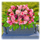 Sympathy Flower For Headstone - Artificial Tulips Roses Grave Flowers For Cemetery Easy Fit Outdoor Decoration